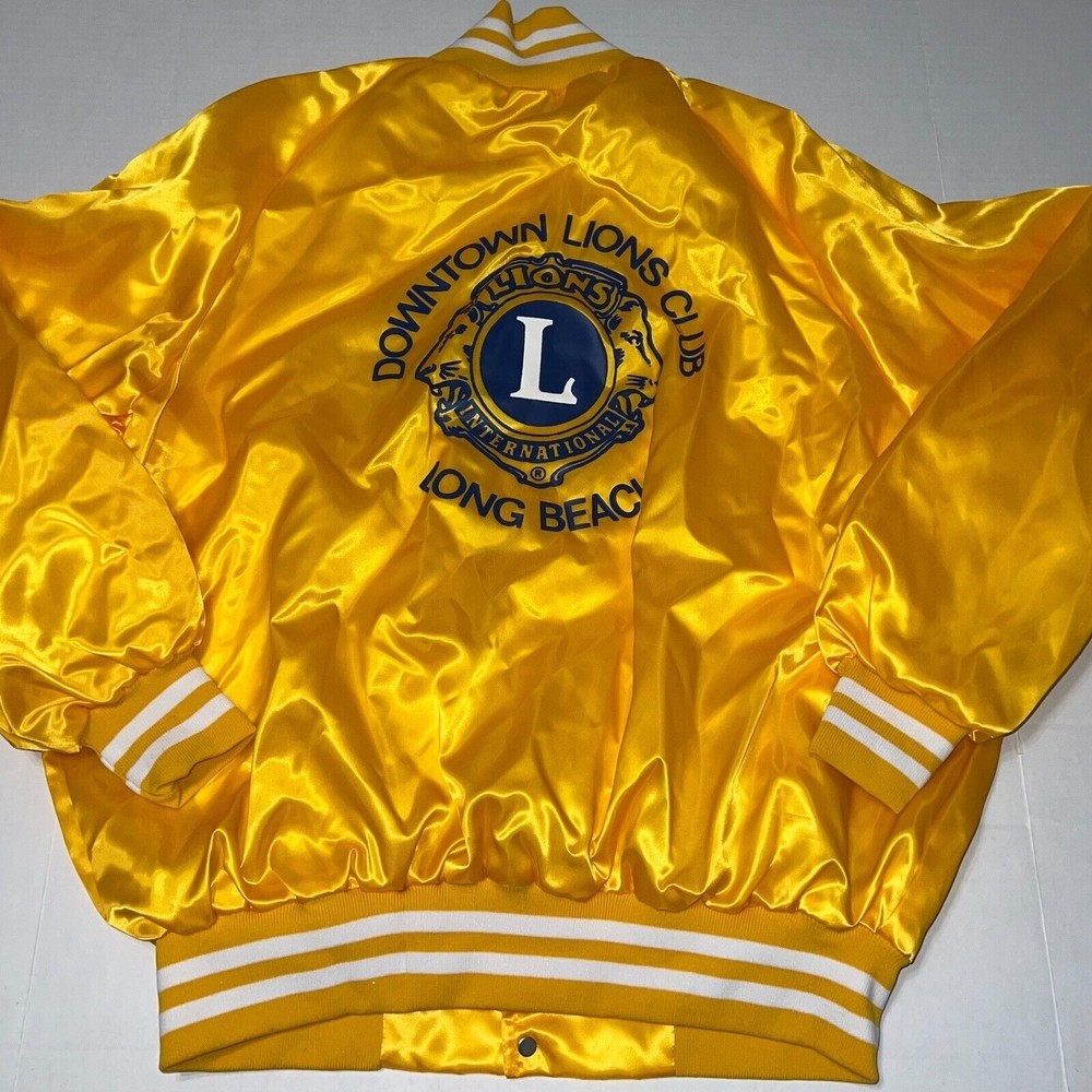 Vintage NOS WESTARK USA DOWNTOWN LONG BEACH LIONS CLUB BOMBER Jacket 2XL Yellow